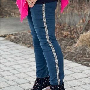 Lulu B pull up jeans leggings sz 10 Bling tummy control